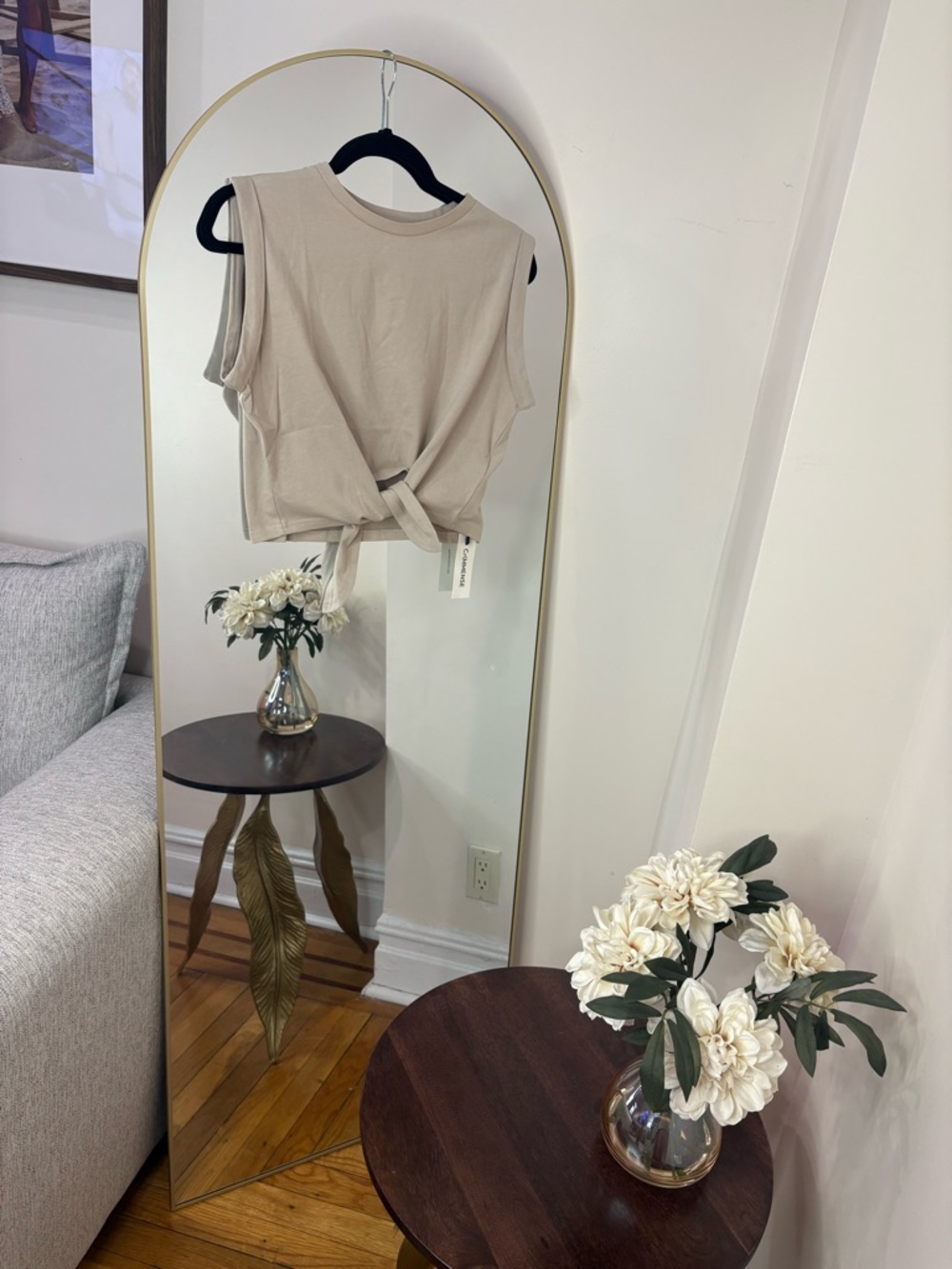NWT MEDIUM COMMENSE TAUPE Sleeveless Tie-Front Tank Top
